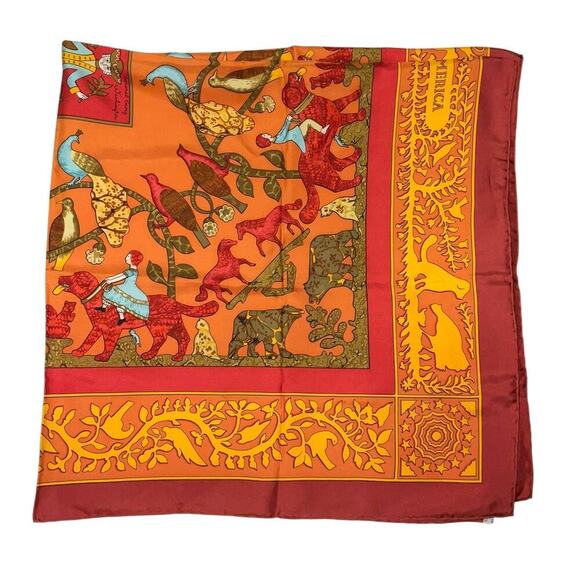 Hermes Carré 90 EARLY AMERICA Red Silk Scarf  Boxed NWT - Picture 7 of 16